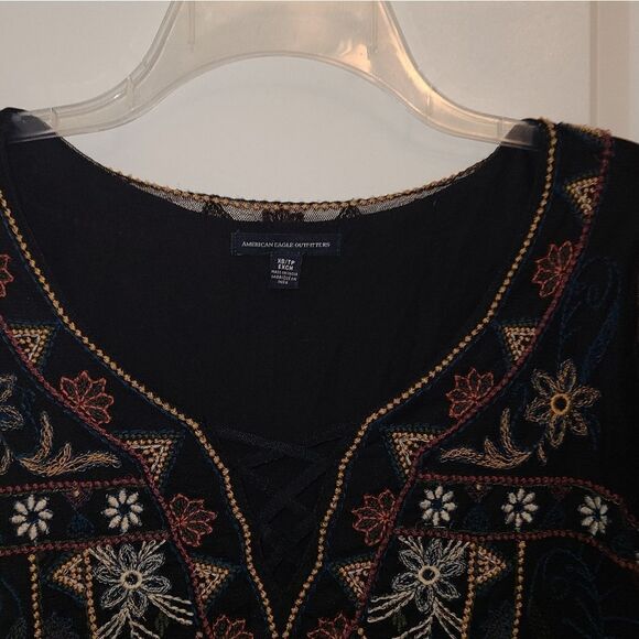 American Eagle Sheer Embroderied Boho Blouse - Picture 6 of 12